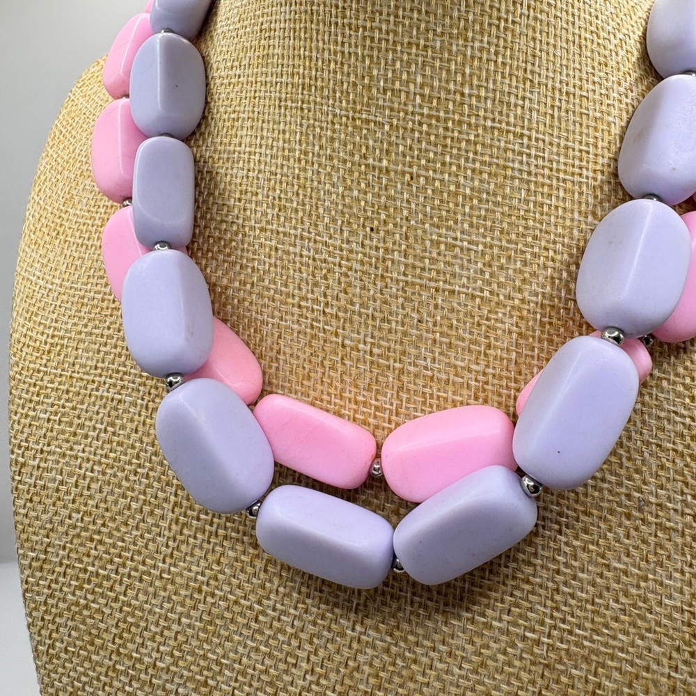 Pair of Vintage Chunky Bead Necklaces- Pink and Lavender